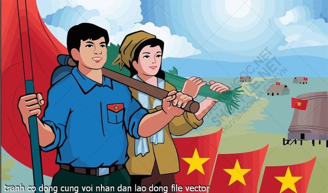 tranh co dong cung voi nhan dan lao dong file vector